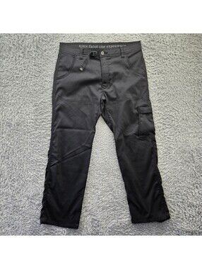 prAna Zion Cargo Hiking Pants Black Belted 32x36 (Fits 32-33x28)